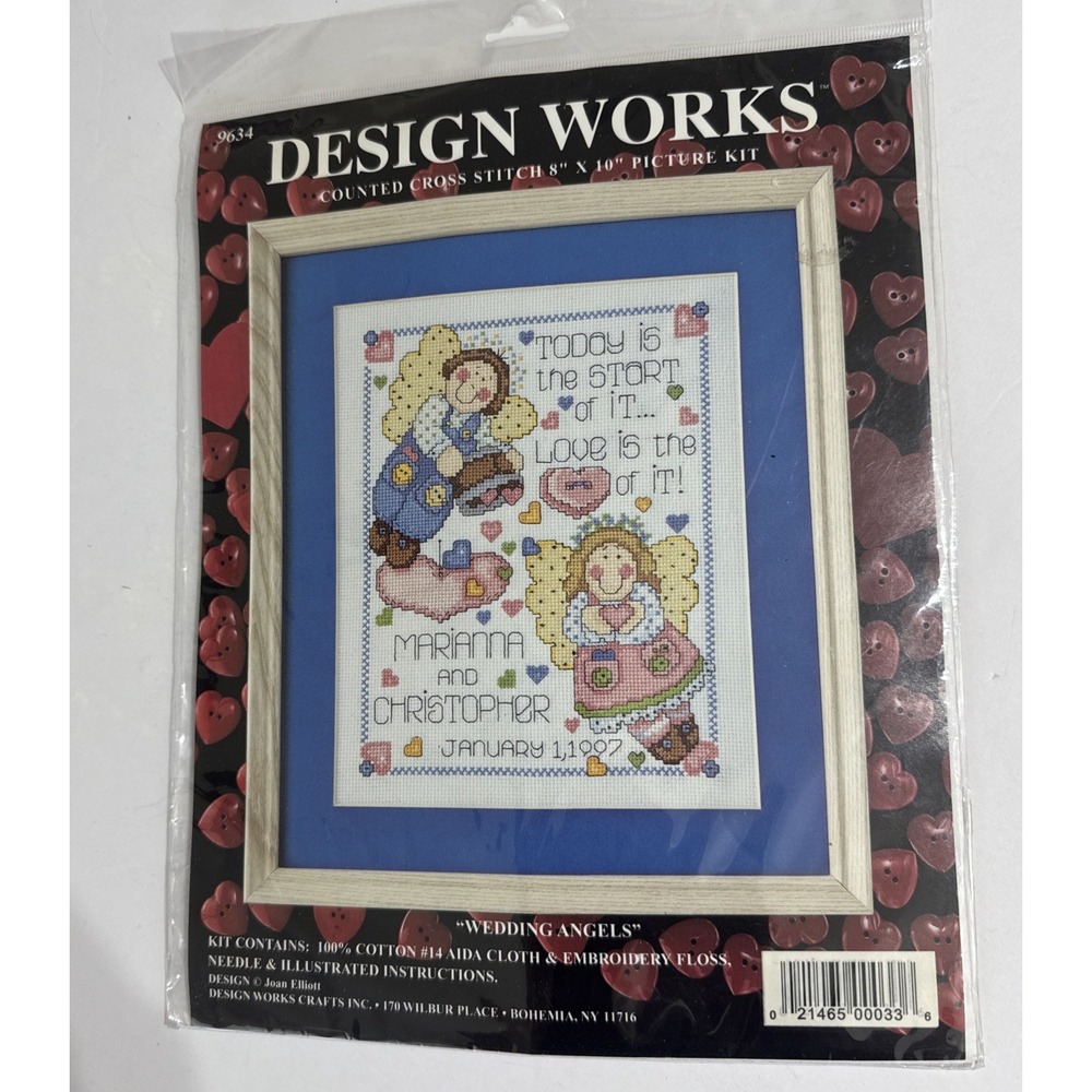 Needlecraft Kit Vintage 1997‎ Design Works 14-Ct Cross Stitch WEDDING ANGELS
